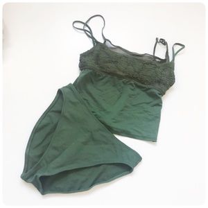 Ann Klein olive green two piece tankini swimsuit